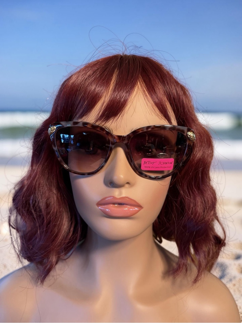 Betsey Johnson NWT Brown Tortoise Cat-Eye Sunglasses with Gold Snake (G013)